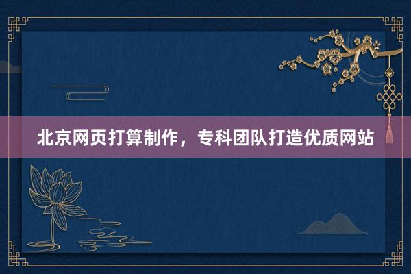 北京网页打算制作，专科团队打造优质网站